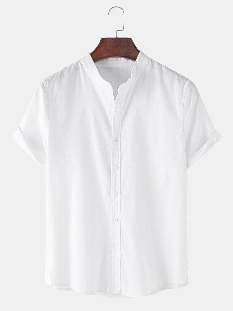 White Colour Men's Casual Wear Cotton Blend Plain Shirt - store Elite
