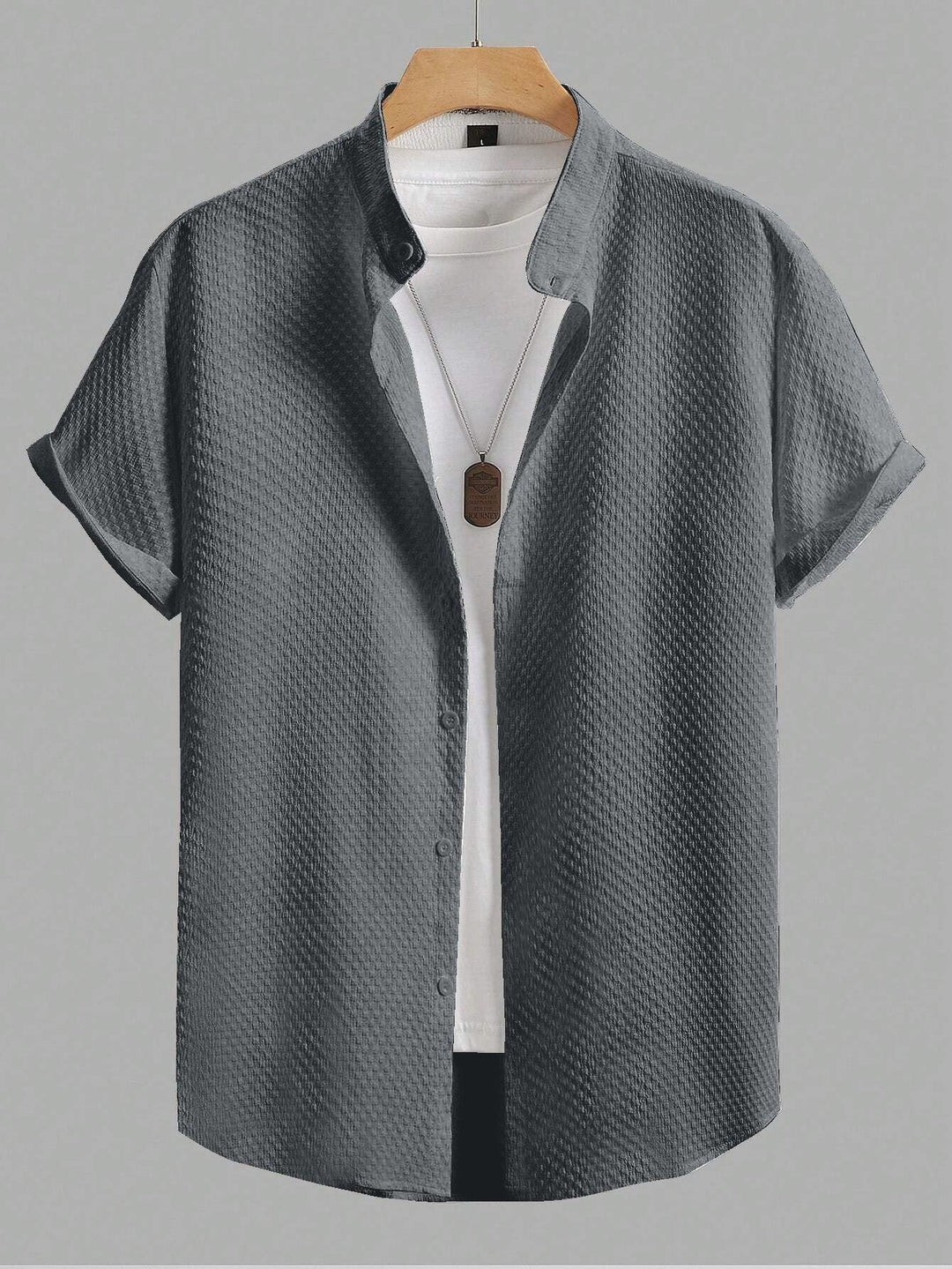Grey Colour Men's Casual Wear Short Sleeve Shirt - store Elite
