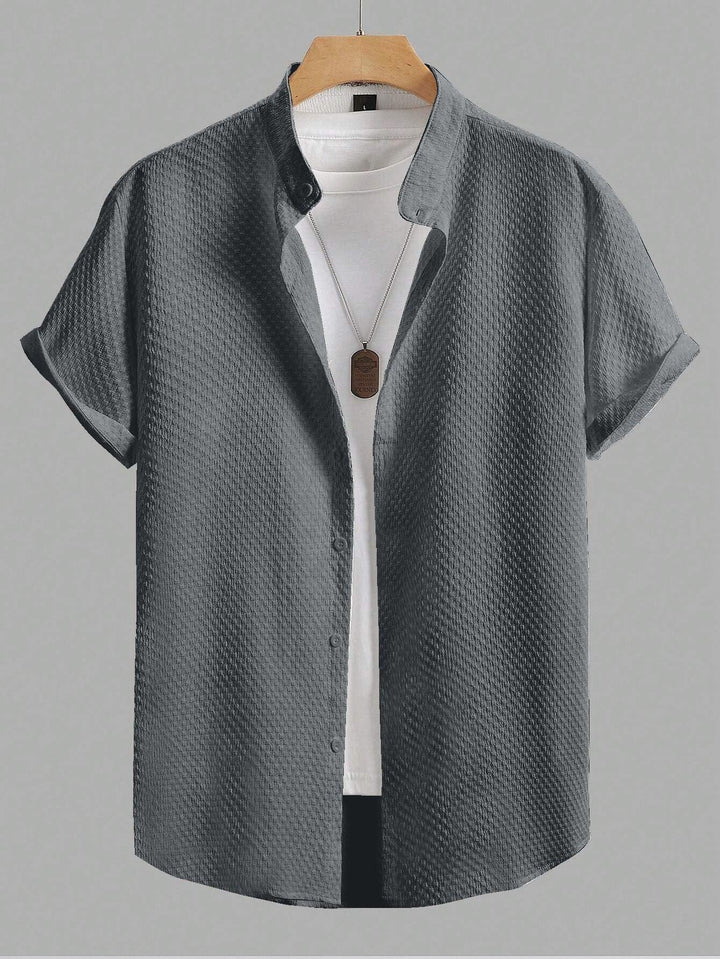 Grey Colour Men's Casual Wear Short Sleeve Shirt - store Elite