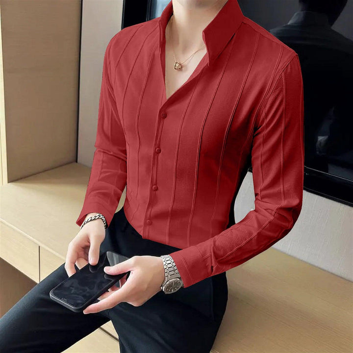 Assemblage Red Striped Premium Shirt - store Elite