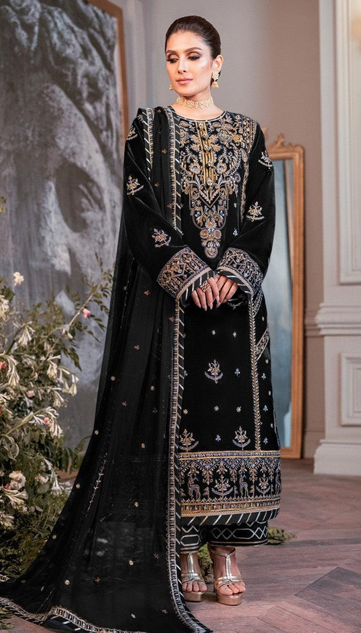 Black Color Winter Collection Heavy Embroidered Velvet Salwar Suit - store Elite
