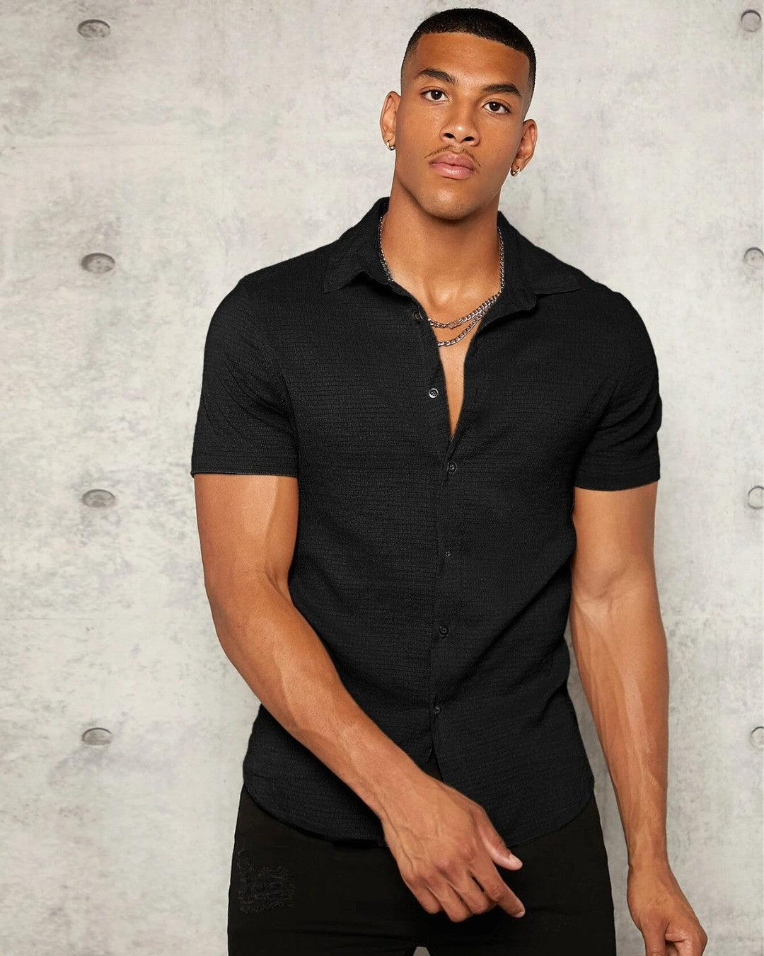Black Colour Imported Casual Wear Short Sleeve Shirt For Men's - store Elite