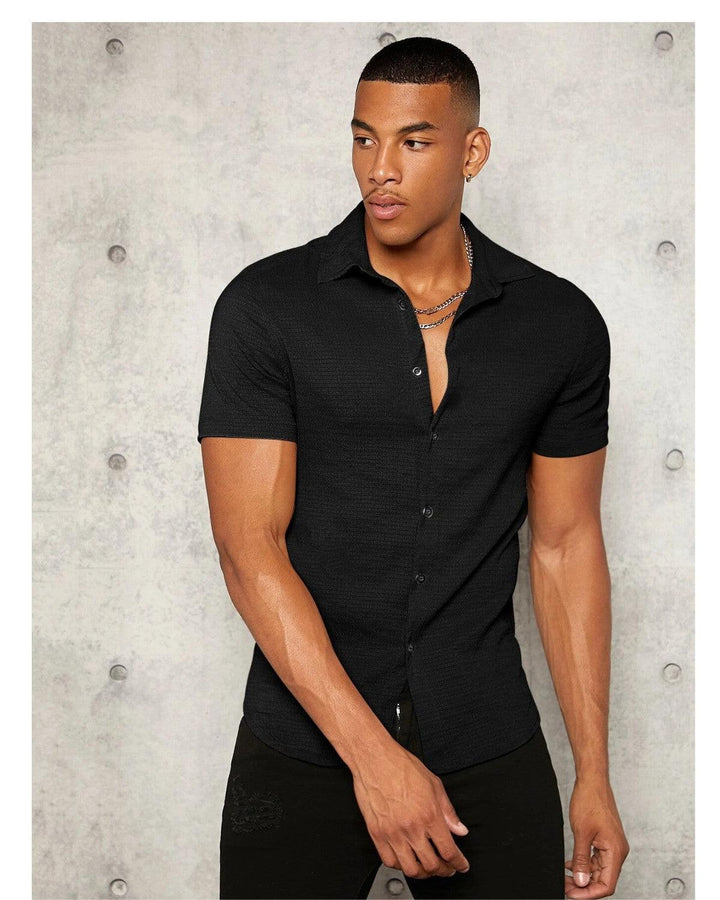 Black Colour Imported Casual Wear Short Sleeve Shirt For Men's - store Elite