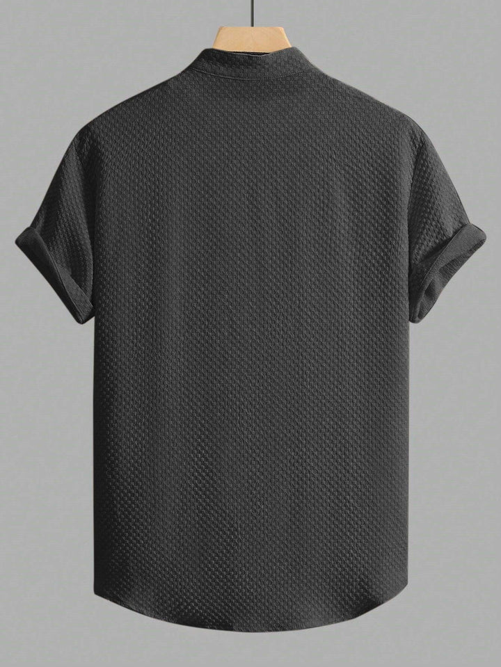 Black Men Regular Fit Solid Casual Half Sleeves Shirt - store Elite