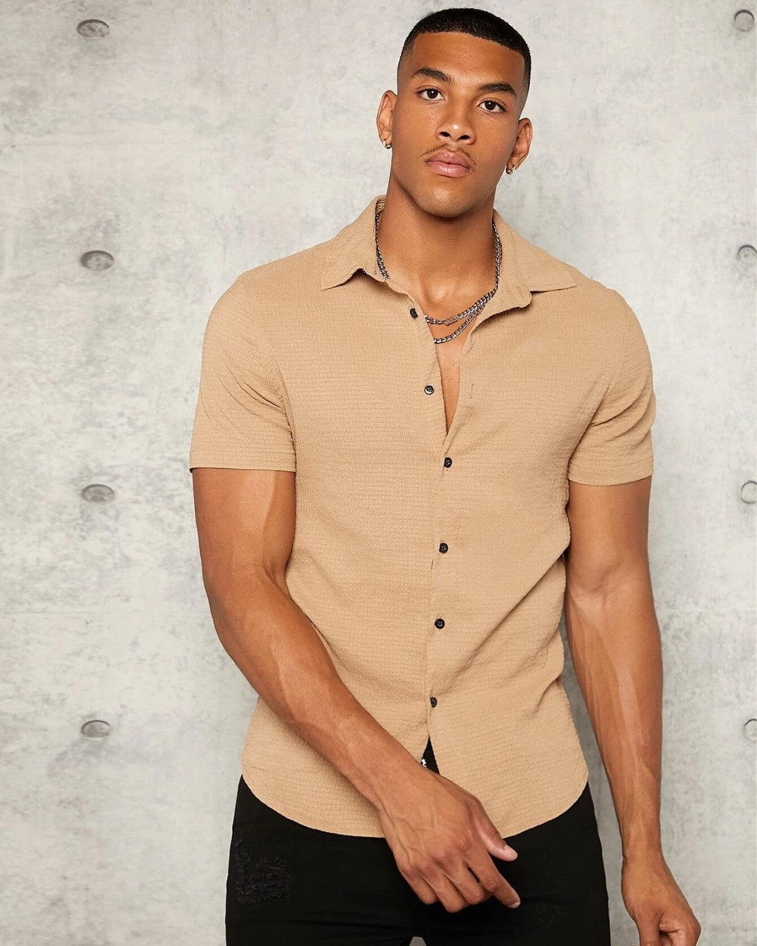 Chiku Colour Imported Casual Wear Short Sleeve Shirt For Men's - store Elite