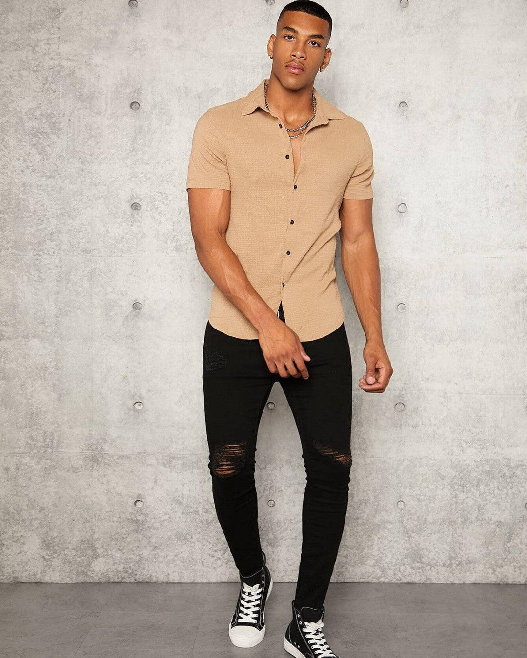 Chiku Colour Imported Casual Wear Short Sleeve Shirt For Men's - store Elite