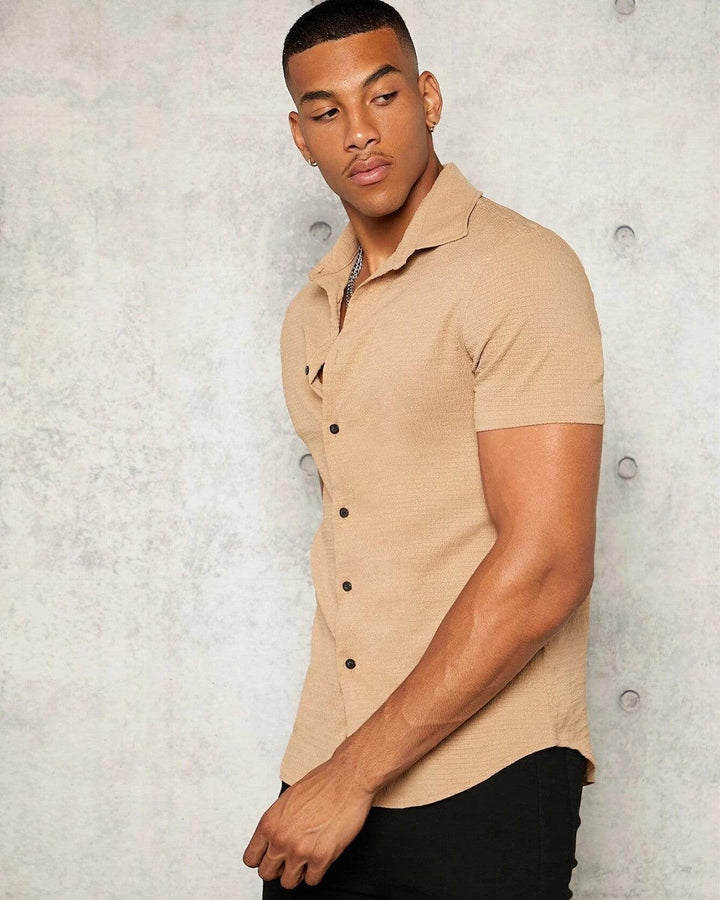 Chiku Colour Imported Casual Wear Short Sleeve Shirt For Men's - store Elite