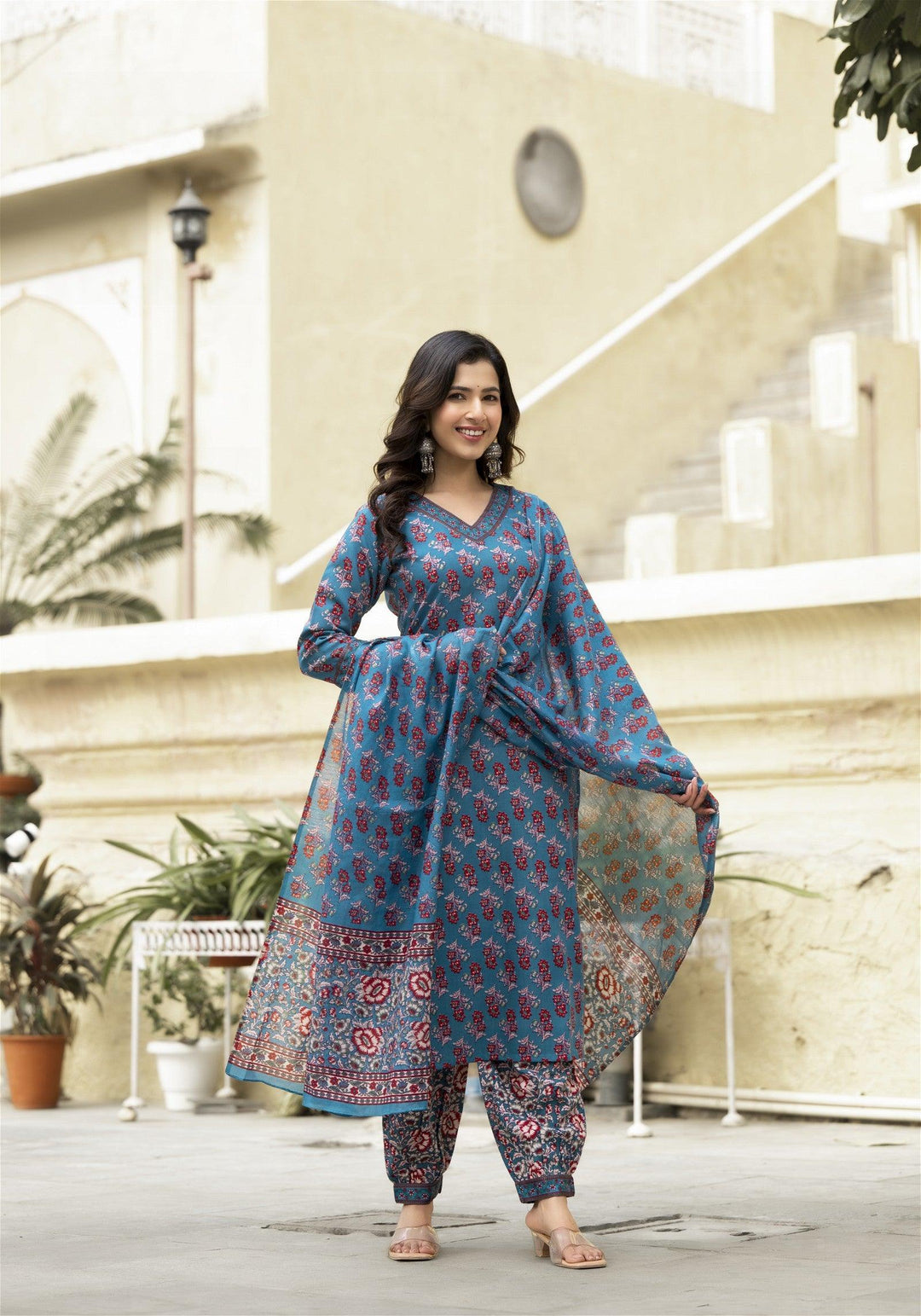 Daily Wear Kurta set With Bottom and Dupatta set for WomenMaterial composition : 100% ViscosLength : Knee LengthSleeve type : 3/4 SleeveStyle : StraightMaterial type : ViscosOccasion : Casual ,Office wear ,Party ,Wedding , Daily Wear Kurta set