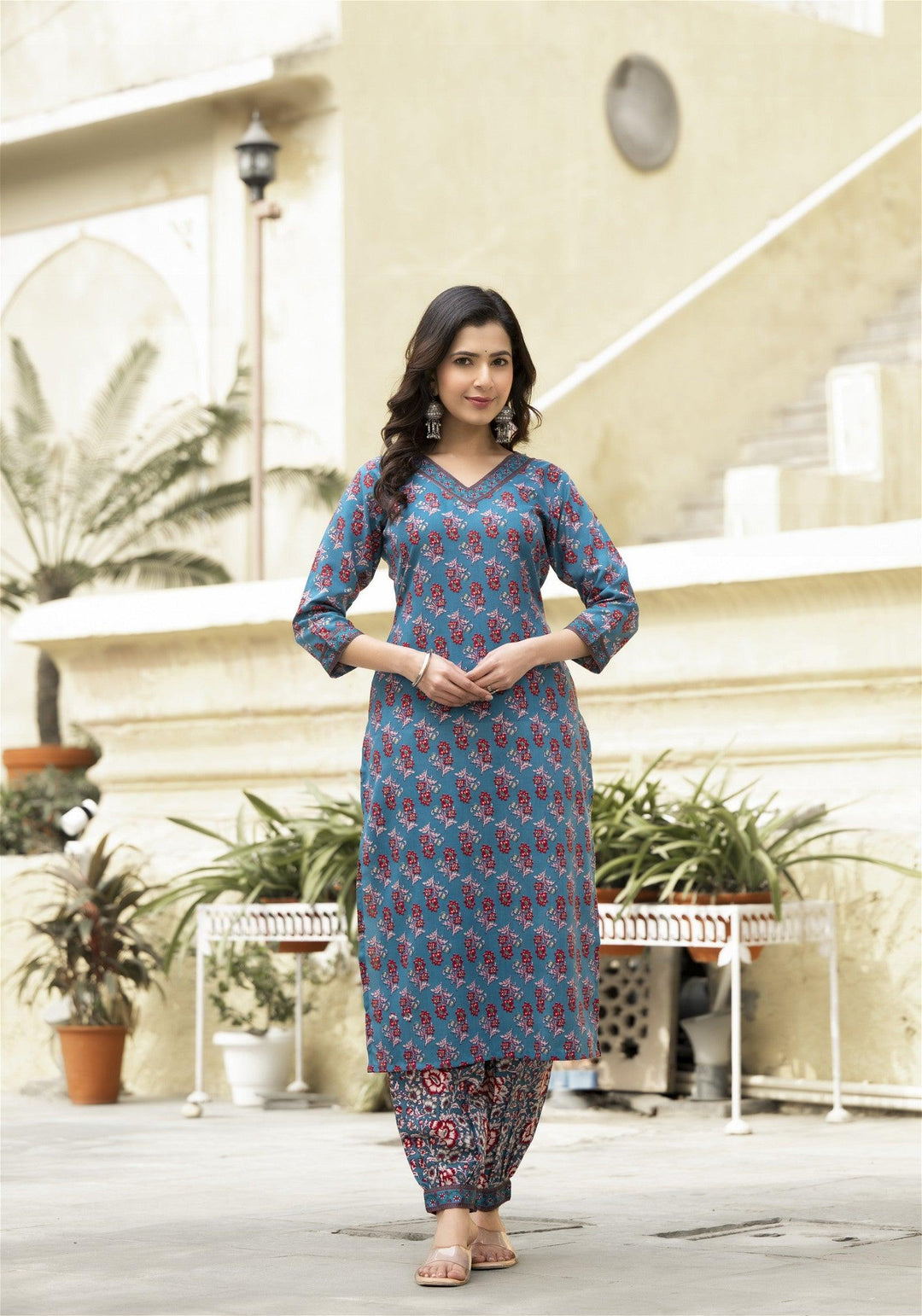 Daily Wear Kurta set With Bottom and Dupatta set for WomenMaterial composition : 100% ViscosLength : Knee LengthSleeve type : 3/4 SleeveStyle : StraightMaterial type : ViscosOccasion : Casual ,Office wear ,Party ,Wedding , Daily Wear Kurta set