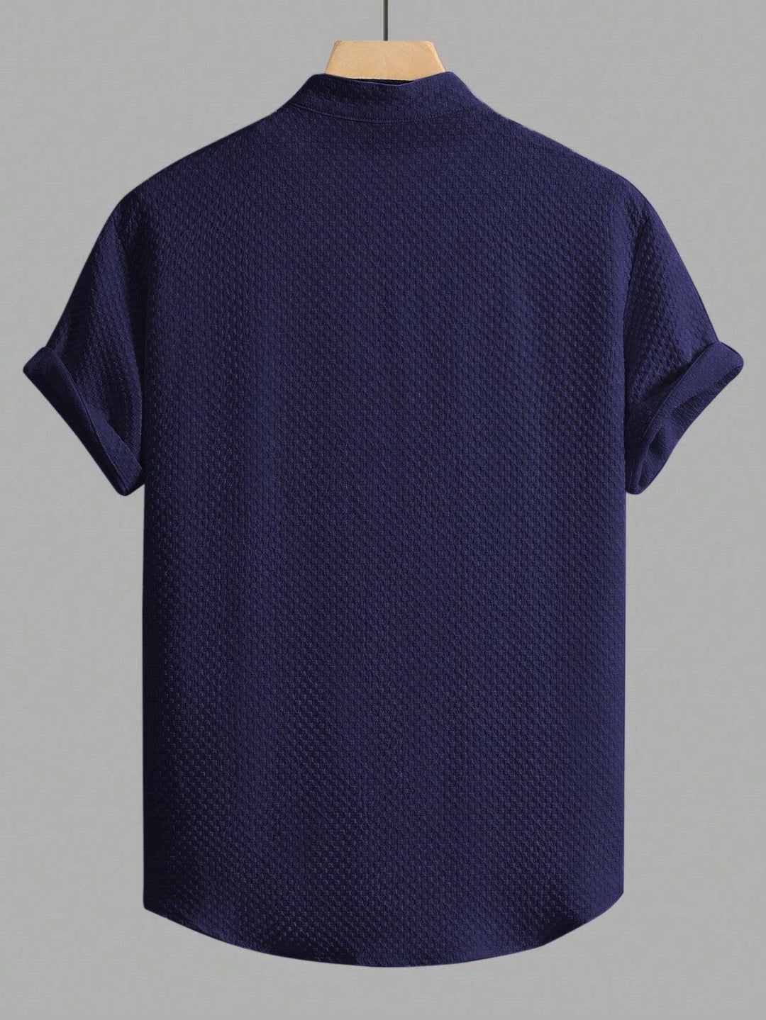 Dark Blue Men Regular Fit Solid Casual Half Sleeves Shirt - store Elite