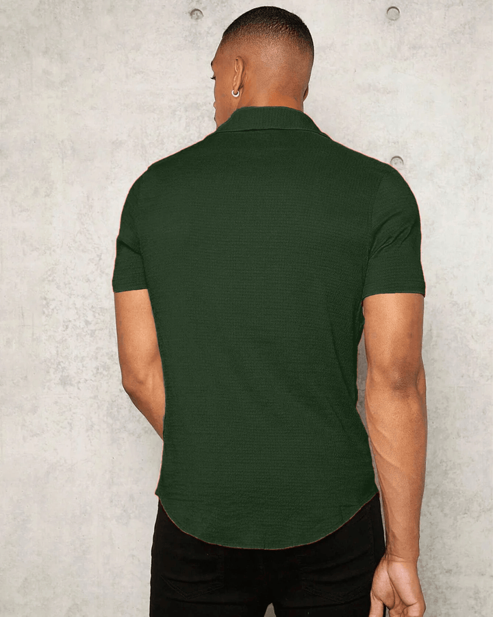 Dark Green Colour Imported Casual Wear Short Sleeve Shirt For Men's - store Elite