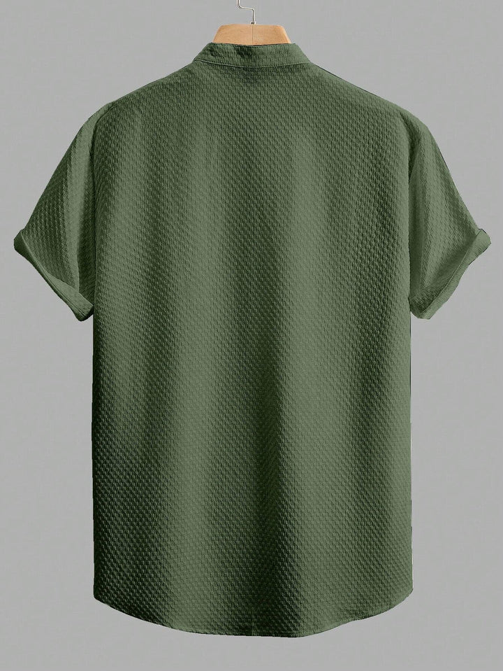 Dark Green Colour Men's Casual Wear Short Sleeve Shirt - store Elite