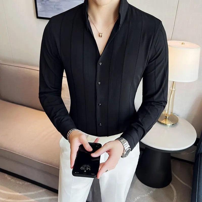 Dazzling Black Striped Premium Shirt - store Elite
