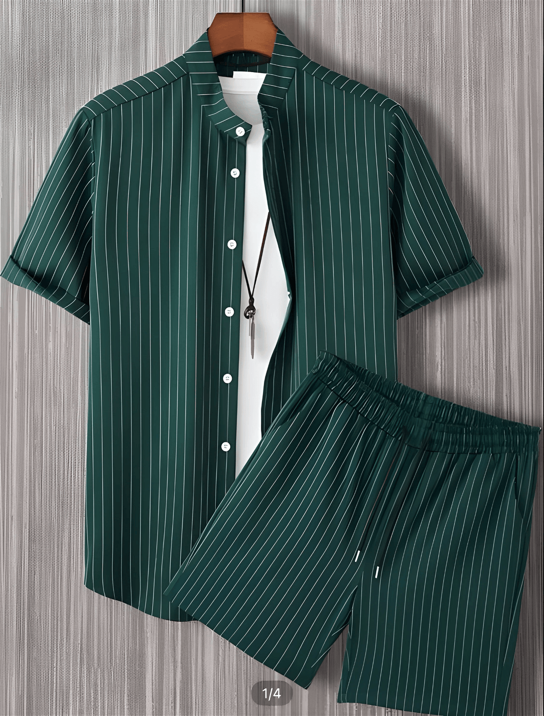 Green Plain Men's Shirt And Shorts Set Short SleeveFabric : RayonProduct Type : Co-Ords SetOccasio : Casual, Evening Party, Travelling, Beach Partysleeve type : Short SleeveWash Care Instructions : Casual Machine WasShorts Set Short Sleeve
