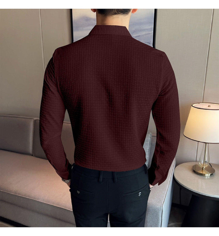 Maroon Checks Structured Premium Shirt - store Elite