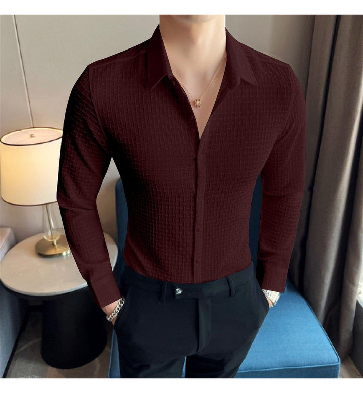 Maroon Checks Structured Premium Shirt - store Elite