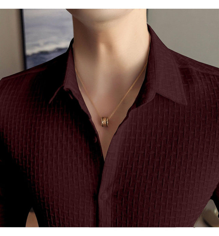 Maroon Checks Structured Premium Shirt - store Elite