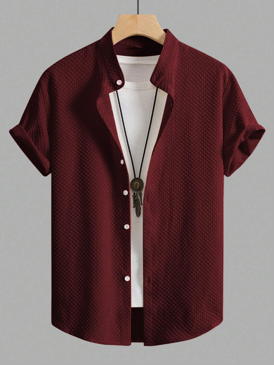 Maroon Men Regular Fit Solid Casual Half Sleeves Shirt - store Elite