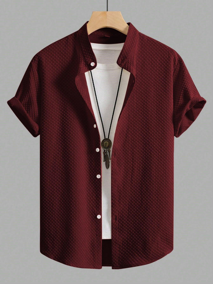 Maroon Men Regular Fit Solid Casual Half Sleeves Shirt - store Elite