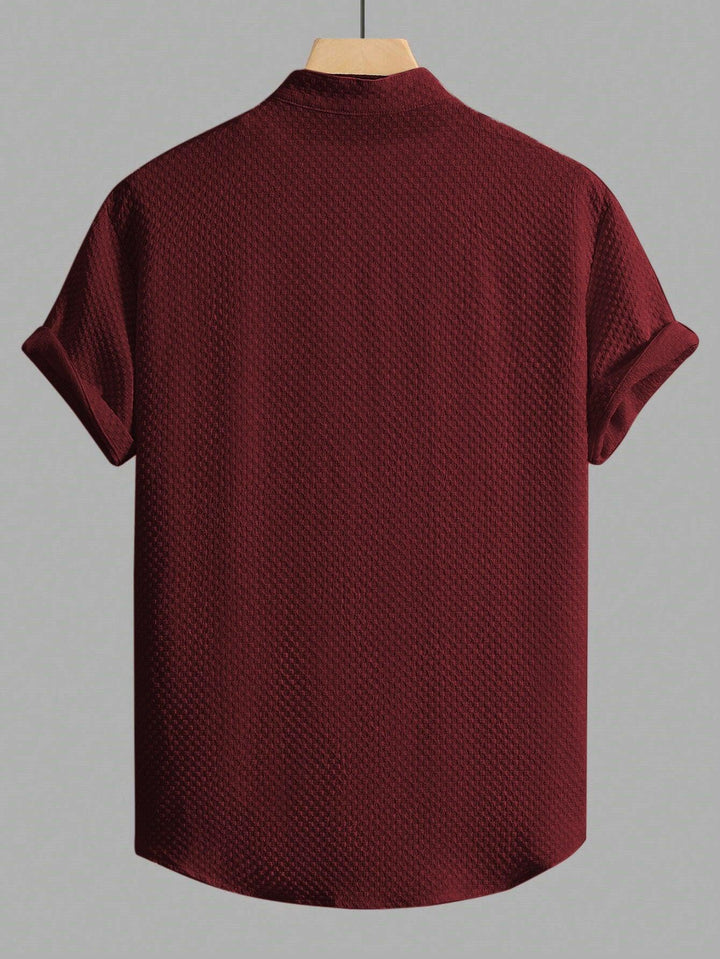 Maroon Men Regular Fit Solid Casual Half Sleeves Shirt - store Elite