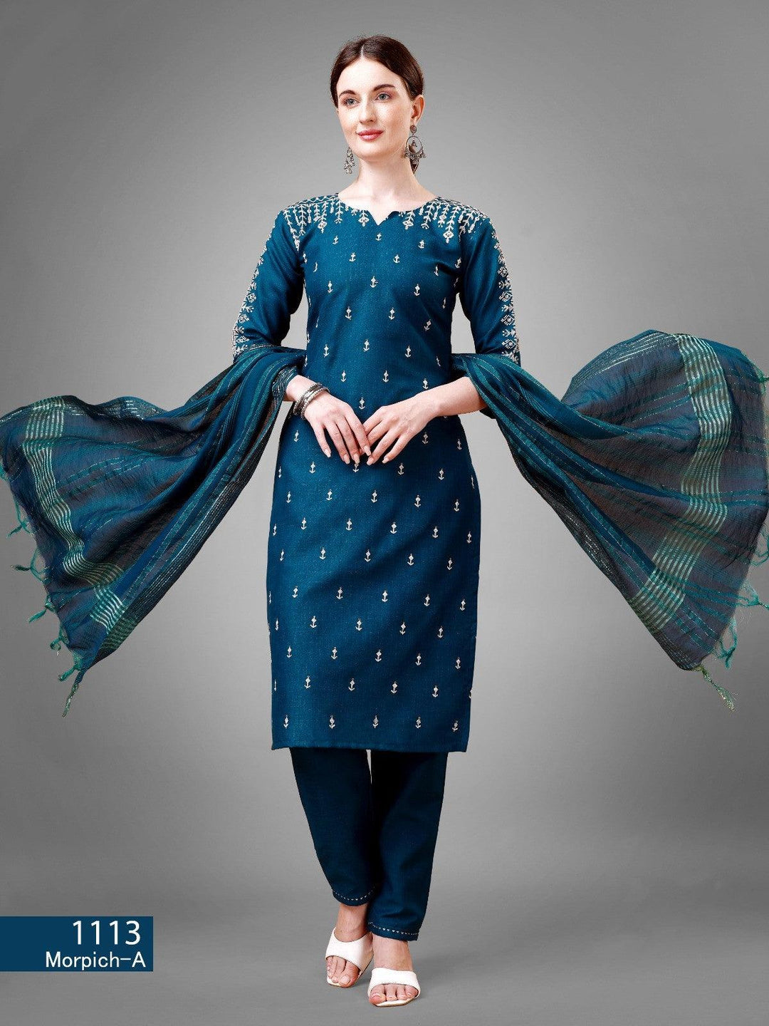 Morpeach Cotton Blend Readymade Salwar Suit - store Elite