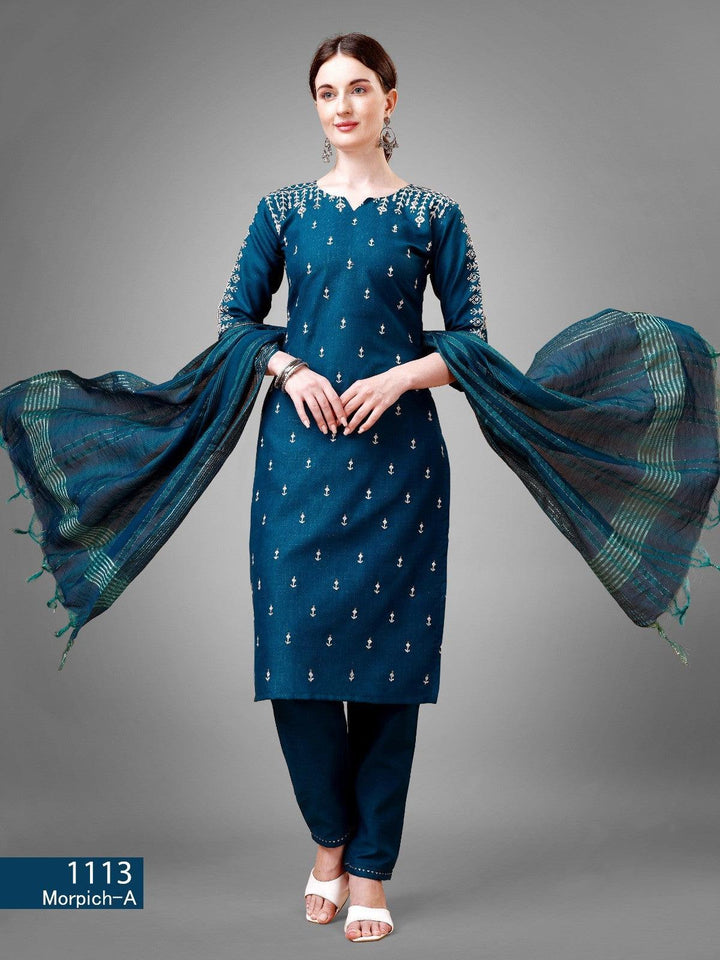 Morpeach Cotton Blend Readymade Salwar Suit - store Elite