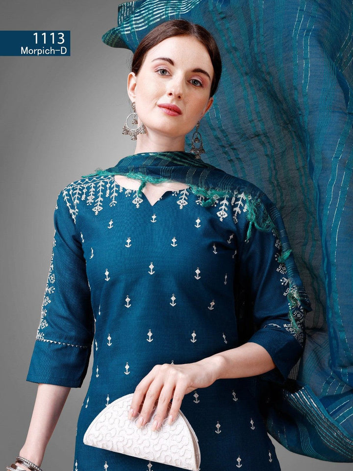Morpeach Cotton Blend Readymade Salwar Suit - store Elite
