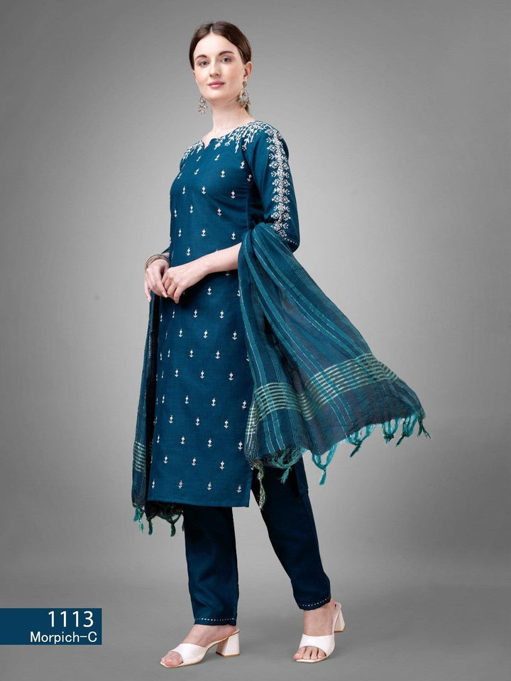 Morpeach Cotton Blend Readymade Salwar Suit - store Elite
