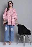 Pink Pure cotton Jaipuri Printed Short Top - store Elite