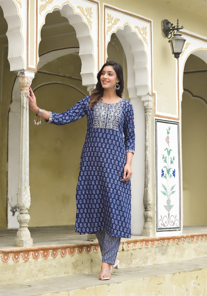 Simple and Designer Kurta set with Bottom and Dupatta in Blue ColorMaterial composition : 100% ViscosLength : Knee LengthSleeve type : 3/4 SleeveStyle : StraightMaterial type : ViscosOccasion : Casual ,Office wear ,Party ,Wedding , Designer Kurta set