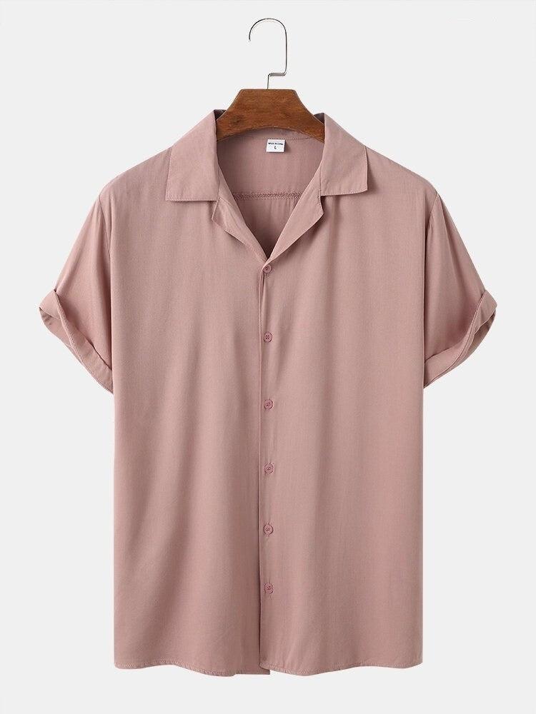 Skin Colour Men's Casual Wear Cotton Blend Plain Shirt - store Elite