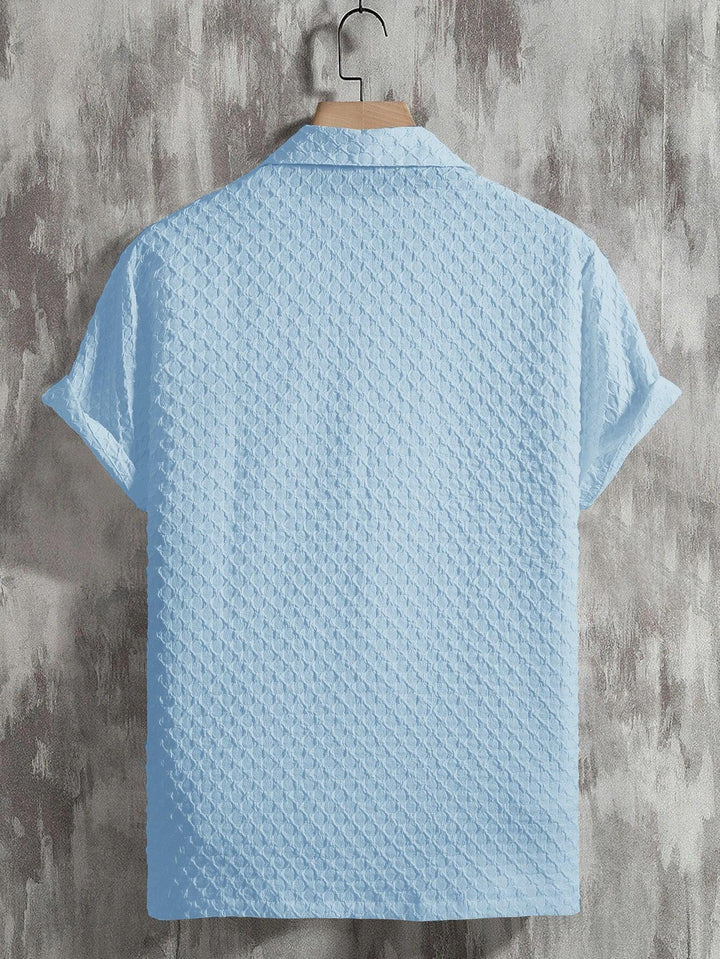 Sky Blue Bubble Half Sleeve ShirtFabric : StructuredOccasio : Casual, Evening Party, Travelling, Beach PartySleeve type : Short SleeveWash Care Instructions : Casual Machine WashSky Blue Bubble Half Sleeve Shirt