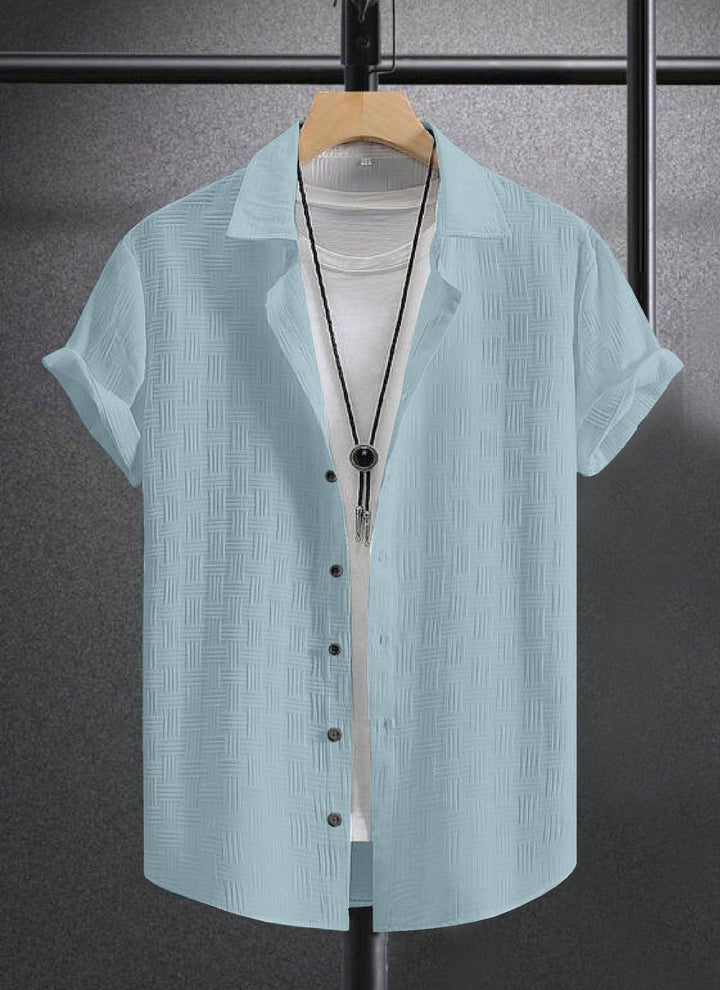 Sky Colour Men's Casual Wear Short Sleeve ShirtFabric : Chatai CottonProduct Type : ShirtOccasio : Casual, Evening Party, Travelling, Beach PartySleeve type : Short SleeveWash Care Instructions : Casual Machine WCasual Wear Short Sleeve Shirt
