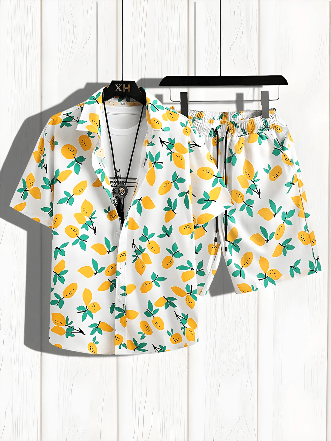 Sweet mango Print Men's Shirt And Shorts Set Short SleeveFabric : RayonProduct Type : Co-Ords SetOccasio : Casual, Evening Party, Travelling, Beach Partysleeve type : Short SleeveWash Care Instructions : Casual Machine WasSweet mango Print Men'