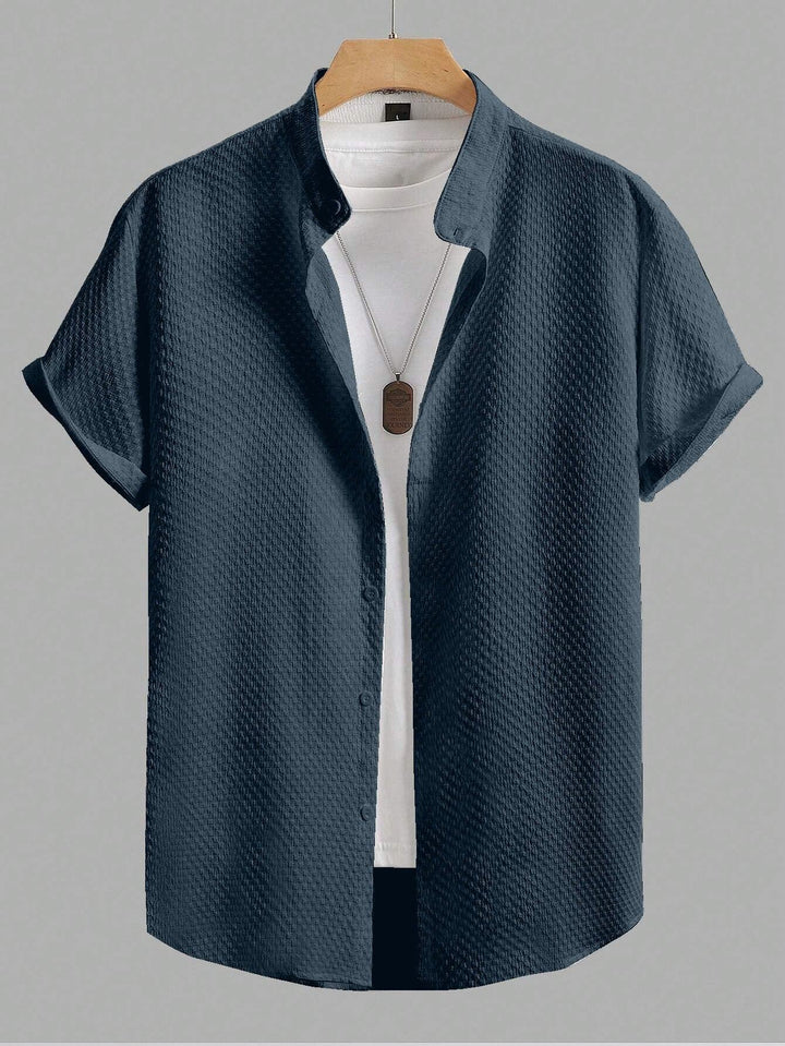 Teal Blue Colour Men's Casual Wear Short Sleeve Shirt - store Elite
