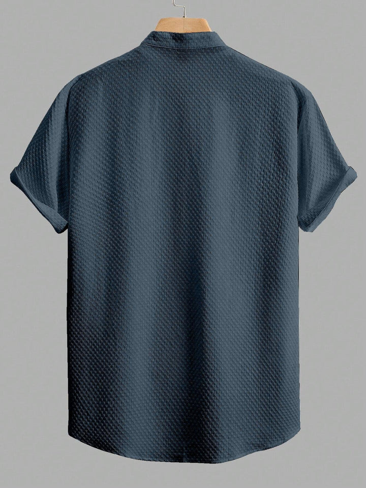 Teal Blue Colour Men's Casual Wear Short Sleeve Shirt - store Elite