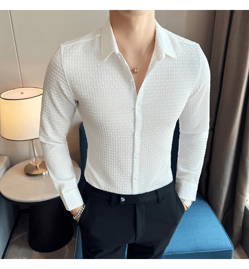 White Checks Structured Premium Shirt - store Elite