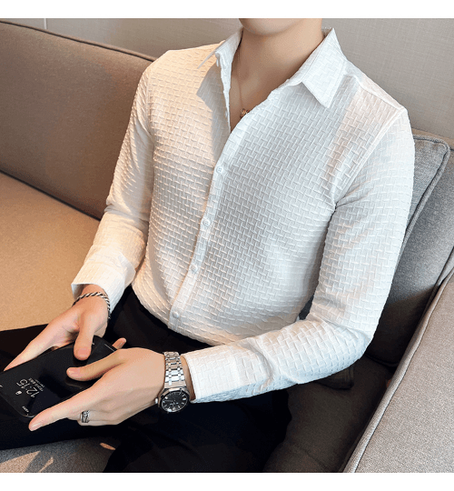 White Checks Structured Premium Shirt - store Elite