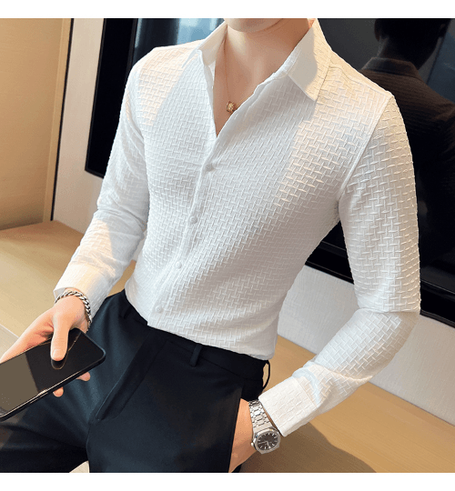 White Checks Structured Premium Shirt - store Elite