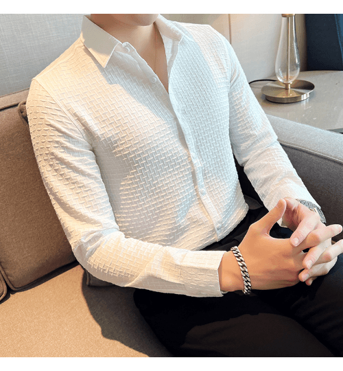 White Checks Structured Premium Shirt - store Elite
