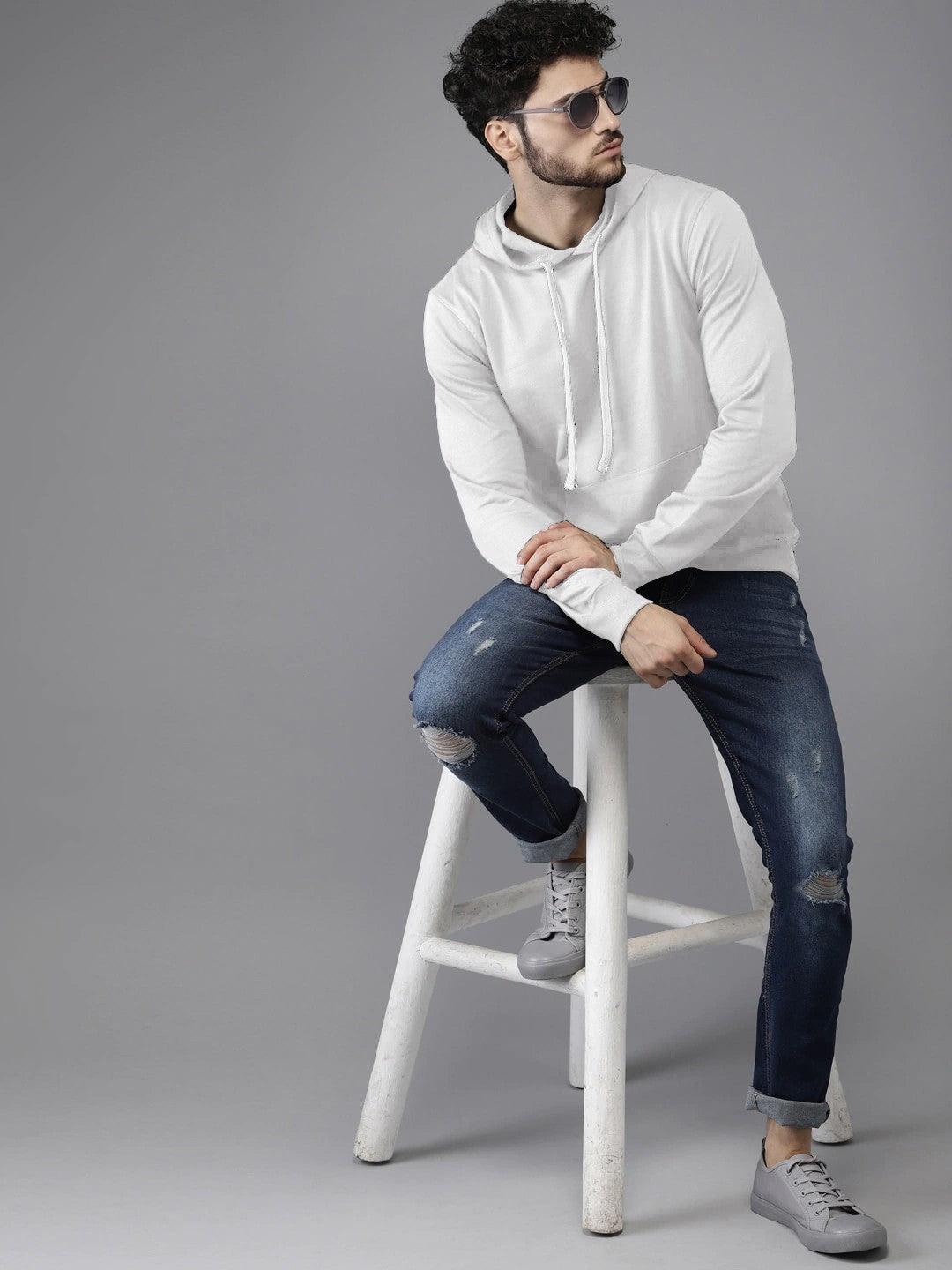 White Colour High Quality Premium Hoodie For Men - store Elite