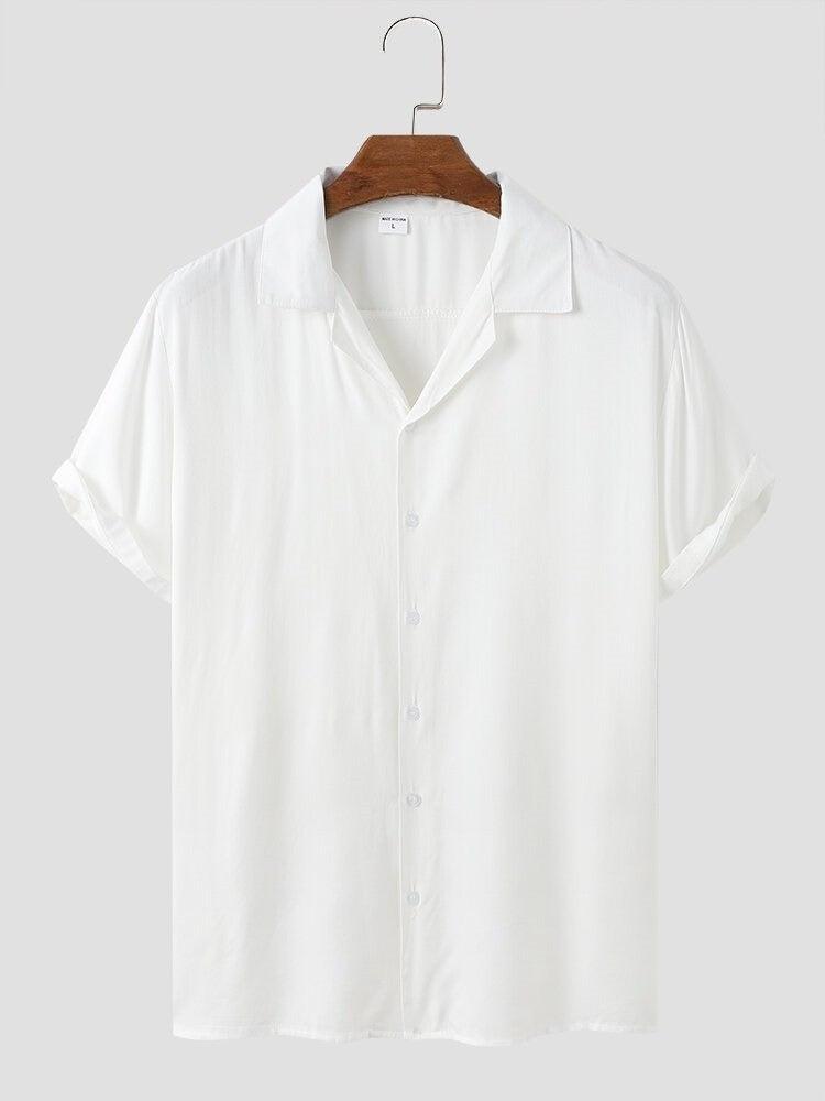 White Colour Men's Casual Wear Cotton Blend Plain Shirt - store Elite