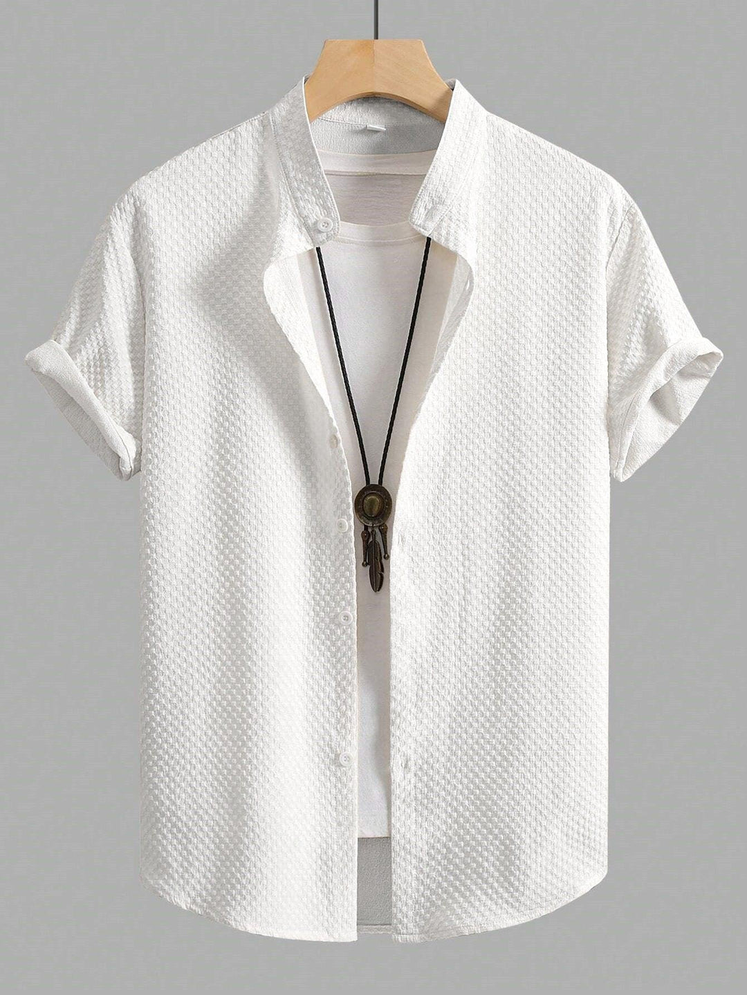 White Men Regular Fit Solid Casual Half Sleeves Shirt - store Elite
