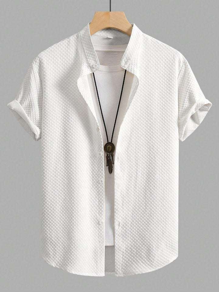 White Men Regular Fit Solid Casual Half Sleeves Shirt - store Elite