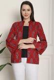 Maroon & Black Pure cotton Jaipuri Printed Short TopTop Fabric: Pure cotton
Top Color: Maroon &amp; Black
Top Work: Jaipuri Printed
Neck Style: Chinese/Mandarin-neck
Sleeve Type: Full sleeve
Sleeve Length: 21 IncMaroon & Black Pure cotton Jaipuri Printed Short Top