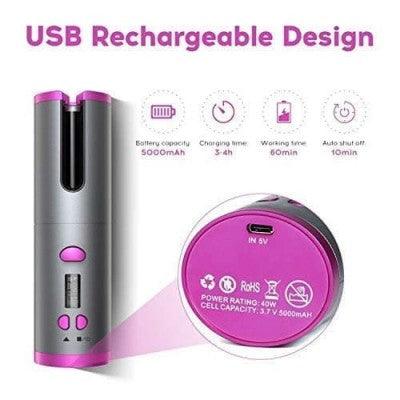 Wirless USB Auto Hair CurlerThe latest cordless curling iron, say goodbye to the messy and tangled cable design. Without cable restraints, you can curl your hair 
anywhere.The cordless auto cuWirless USB Auto Hair Curler