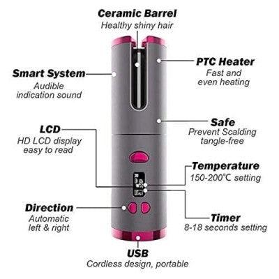 Wirless USB Auto Hair CurlerThe latest cordless curling iron, say goodbye to the messy and tangled cable design. Without cable restraints, you can curl your hair 
anywhere.The cordless auto cuWirless USB Auto Hair Curler