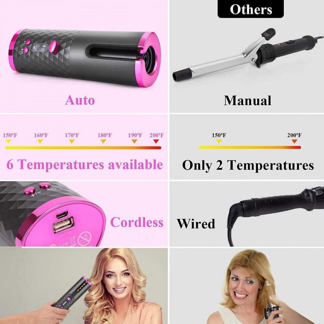 Wirless USB Auto Hair CurlerThe latest cordless curling iron, say goodbye to the messy and tangled cable design. Without cable restraints, you can curl your hair 
anywhere.The cordless auto cuWirless USB Auto Hair Curler